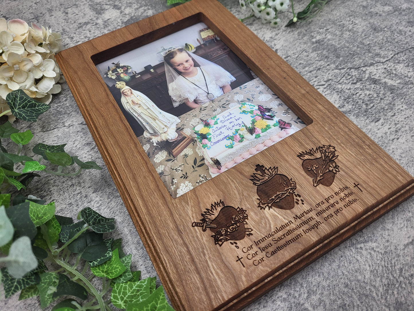 Sacred Hearts Picture Frame – Handcrafted Cherry Wood 5x7 Frame