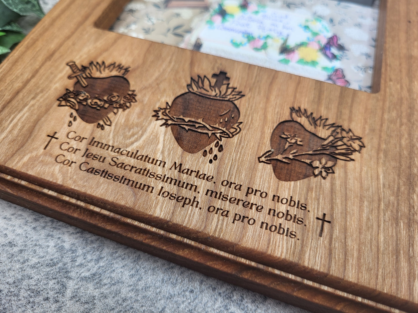 Sacred Hearts Picture Frame – Handcrafted Cherry Wood 5x7 Frame