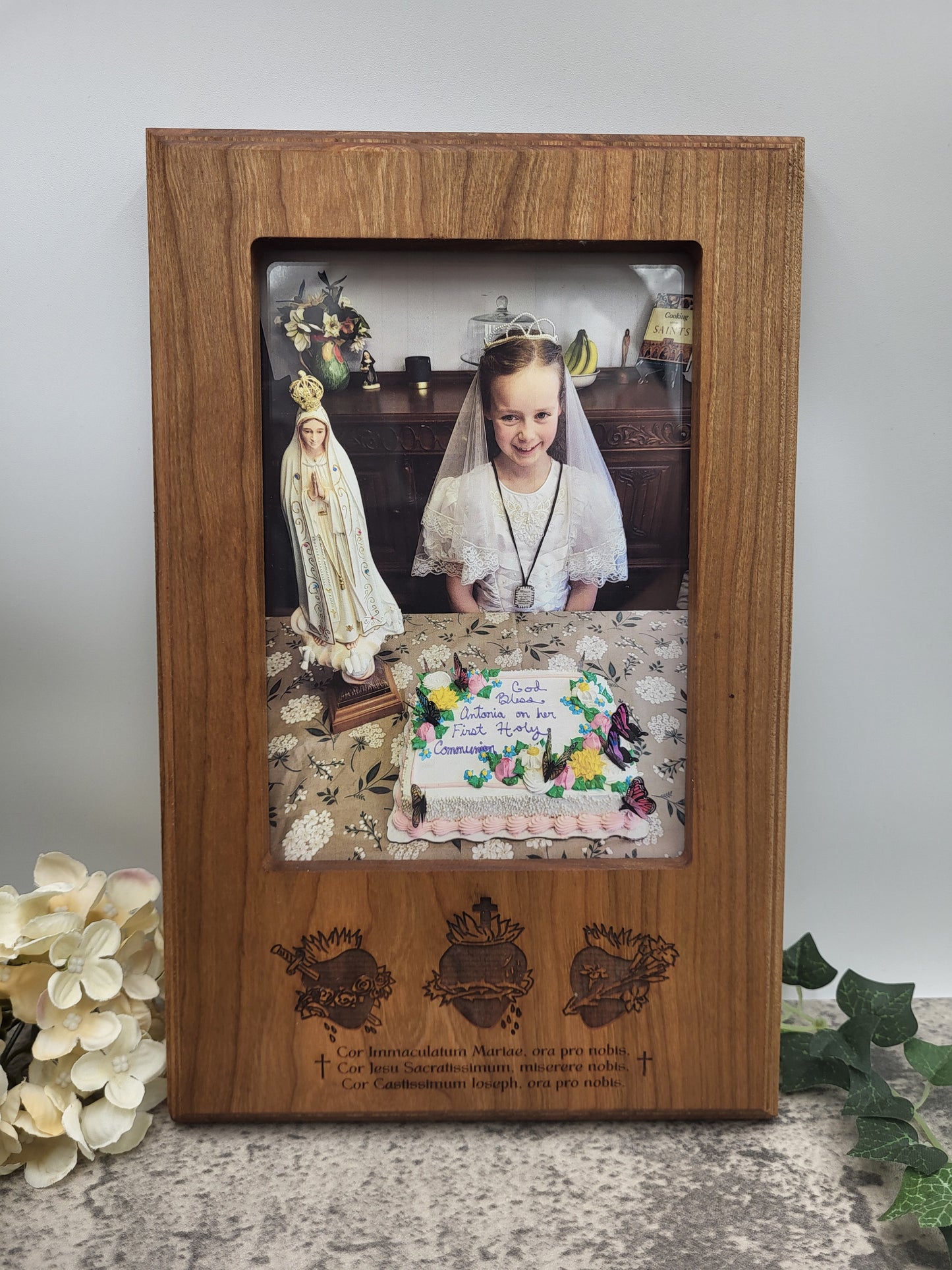 Sacred Hearts Picture Frame – Handcrafted Cherry Wood 5x7 Frame