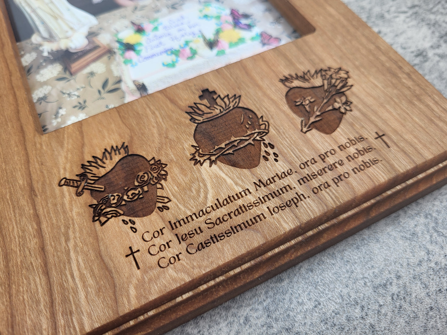 Sacred Hearts Picture Frame – Handcrafted Cherry Wood 5x7 Frame
