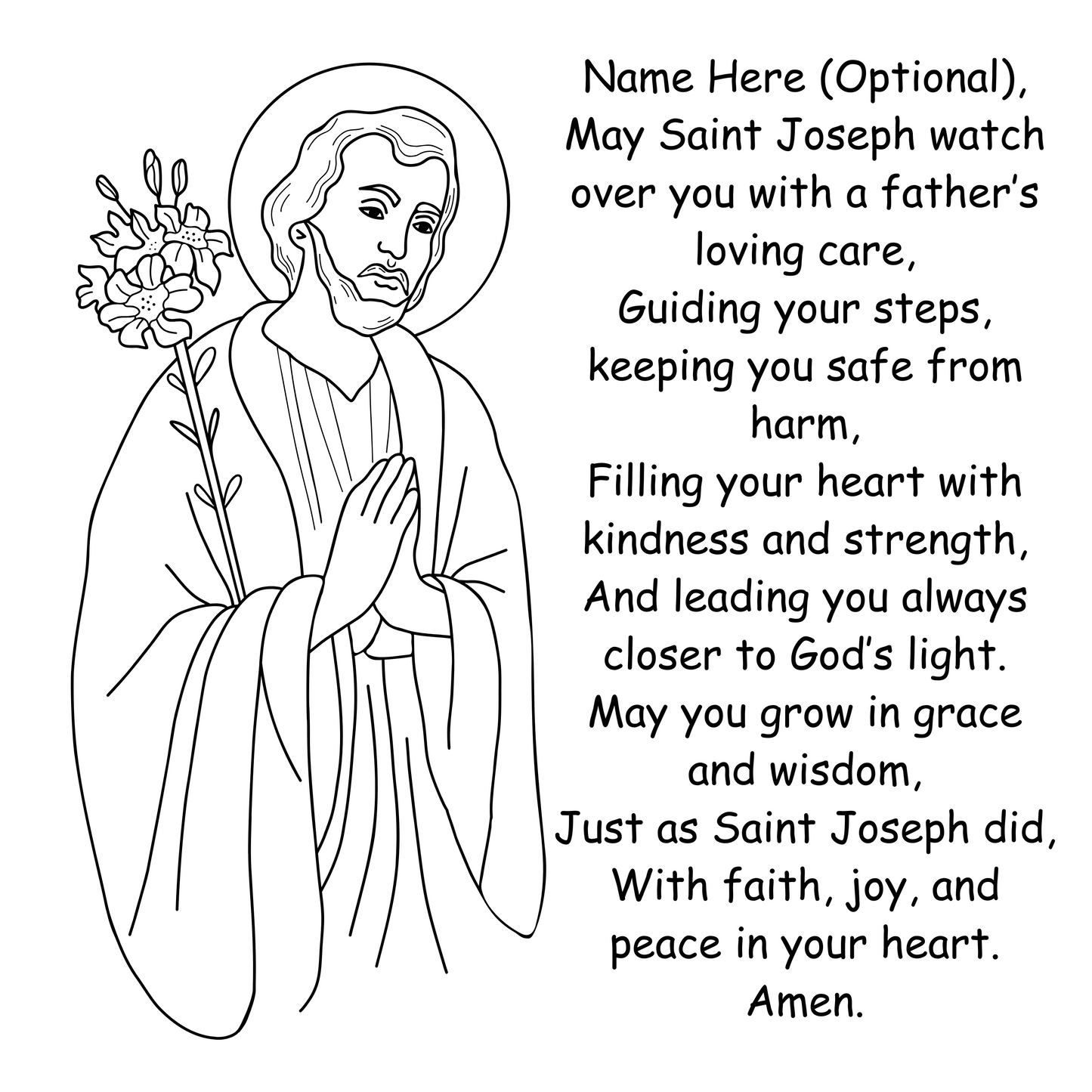 Engraved Night Light - Customizable Saint Joseph Designs