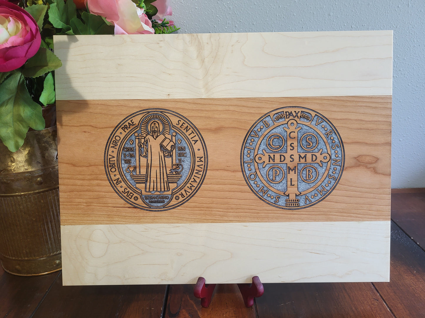 Saint Benedict Serving Board: Maple-Cherry-Maple