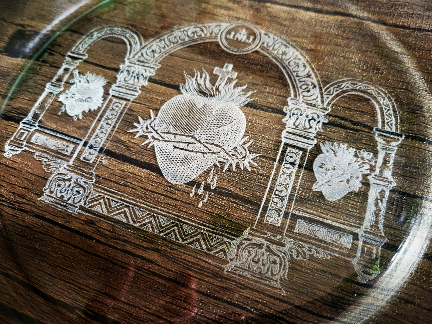 Three Hearts of the Holy Family Engraved Plate - 10.5 In.