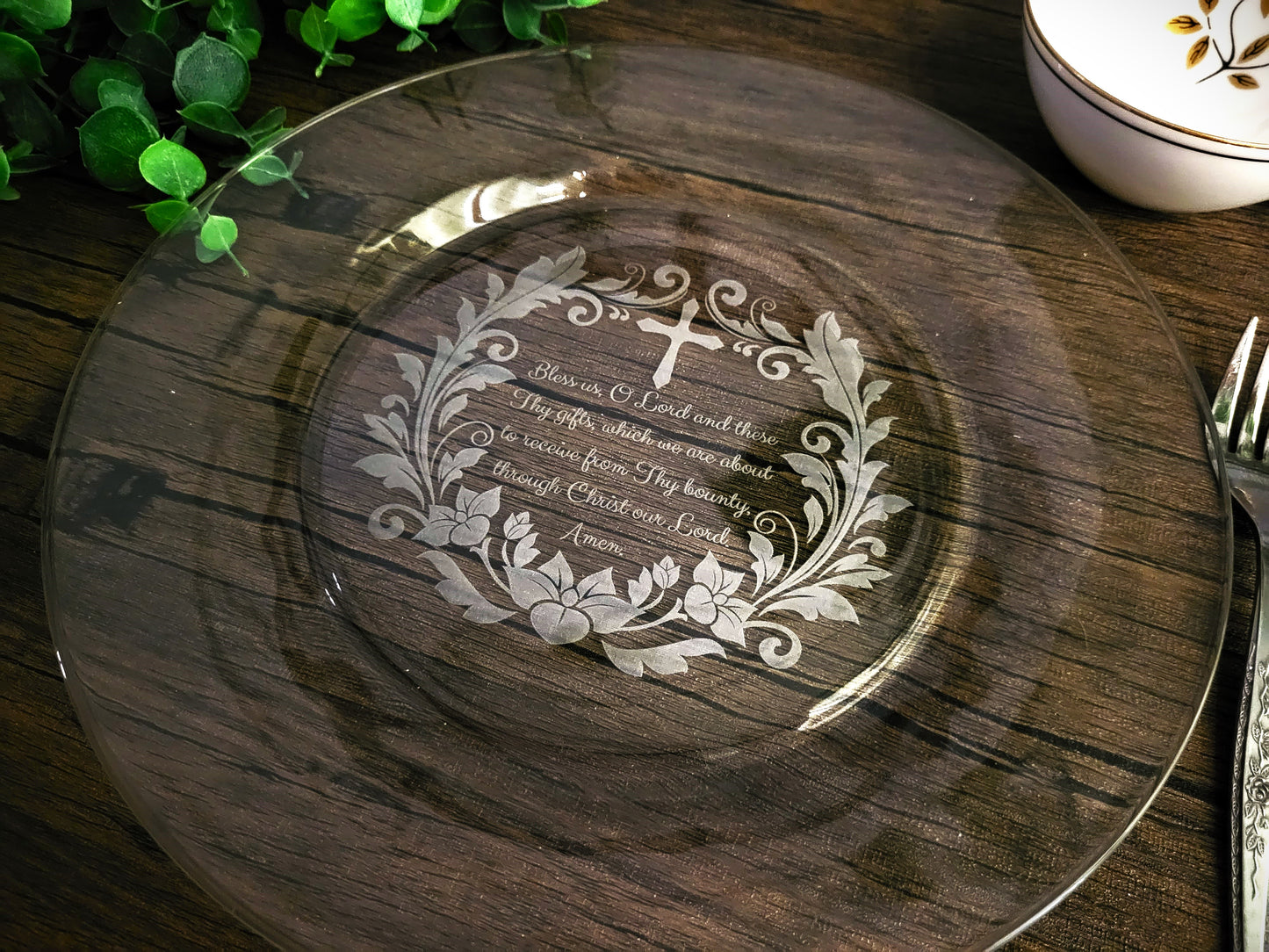 Bless Us O Lord Engraved Plate - 10.5 In.