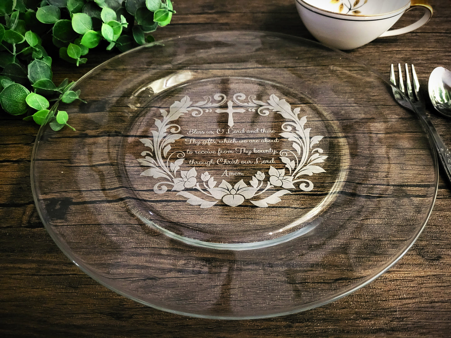 Bless Us O Lord Engraved Plate - 10.5 In.