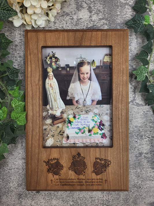 Sacred Hearts Picture Frame – Handcrafted Cherry Wood 5x7 Frame