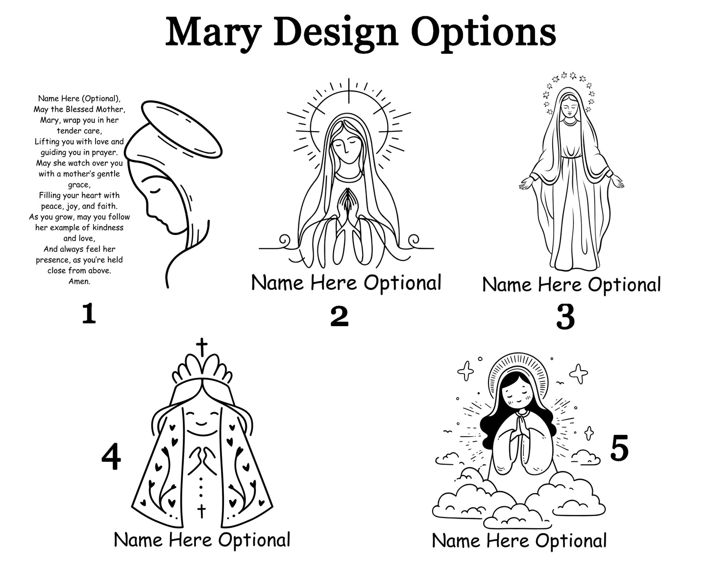 Engraved Night Light - Customizable Mary Designs